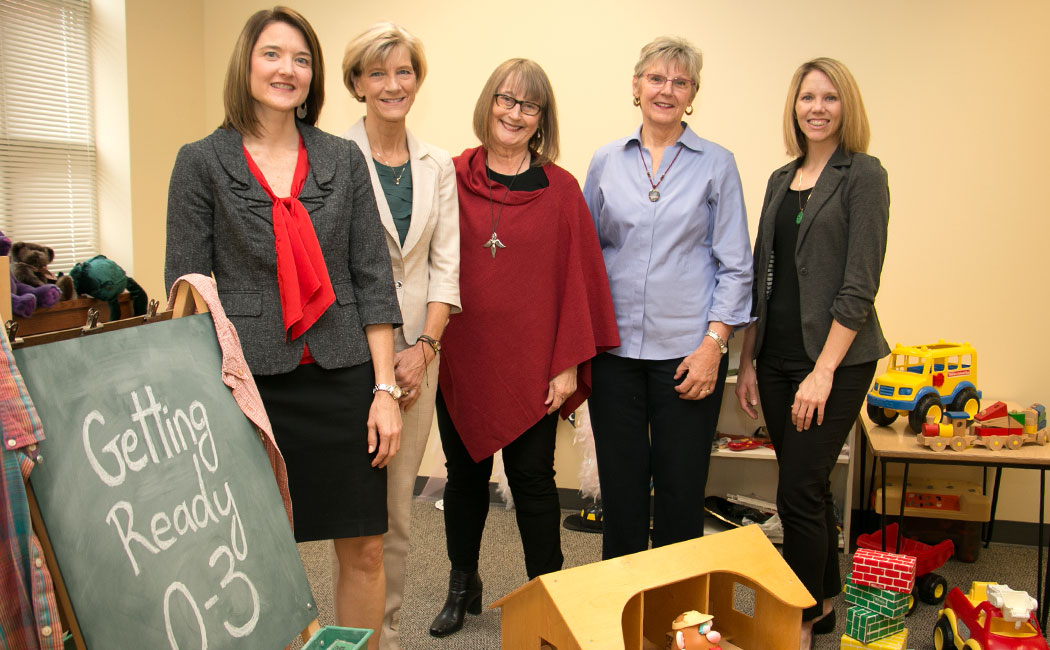 The Getting Ready 0-3 research team, from left: Lisa Knoche, Susan Sheridan, Helen Raikes, Christine Marvin and Leslie Hawley.