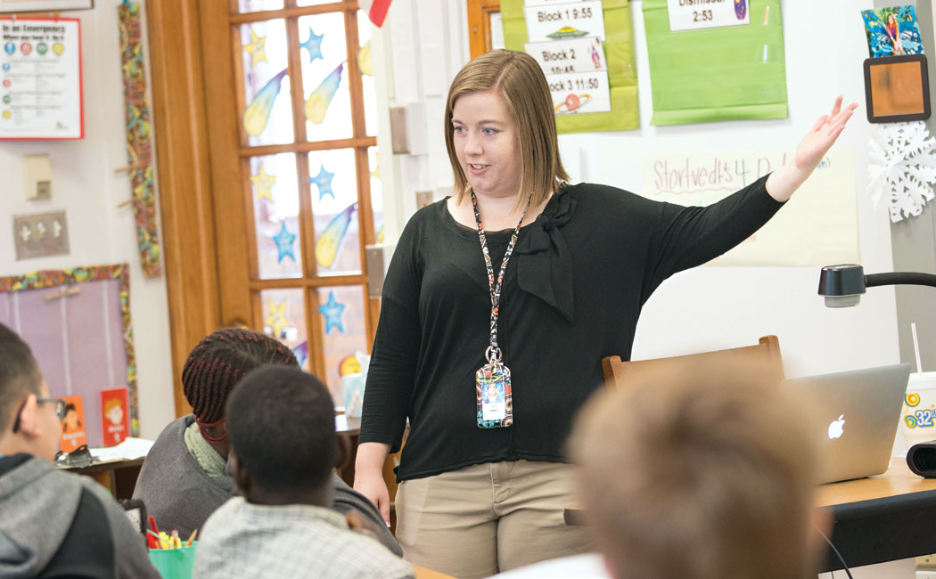 April Stortvedt, a Lincoln, Nebraska elementary school teacher, gives her fifth grade class directions for their upcoming book presentations. Stortvedt participated in the TAPP Latino study along with one of her students.