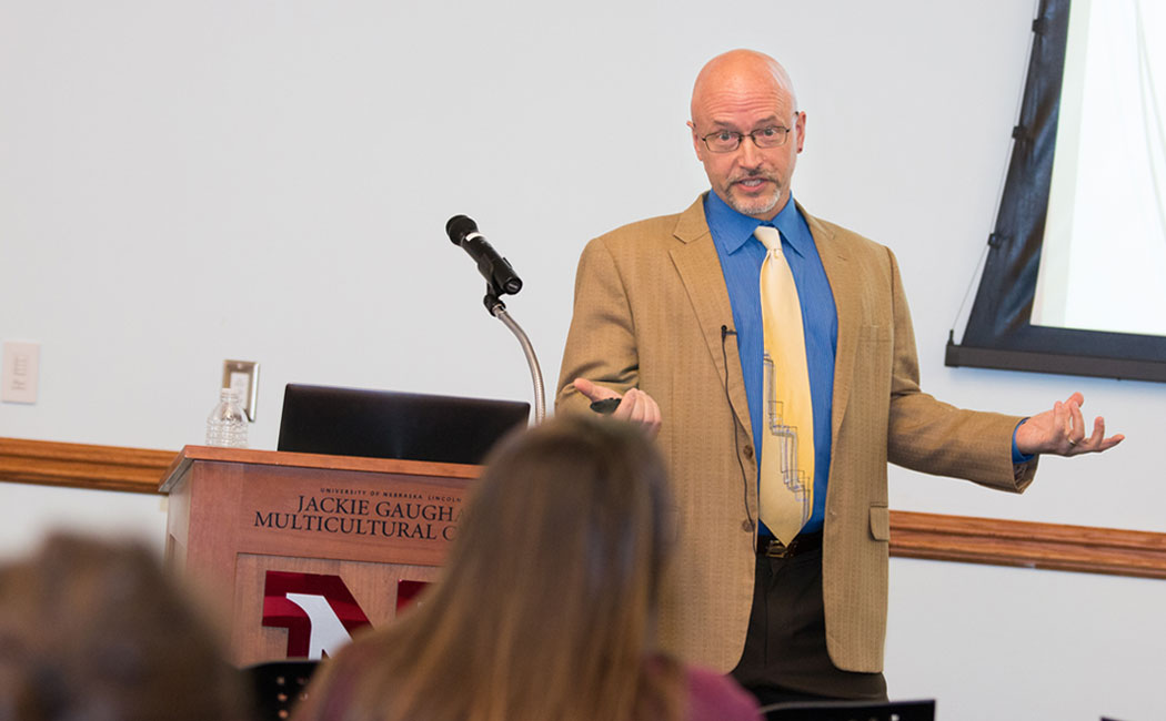 Eric Youngstrom, University of North Carolina professor of psychology and neuroscience, and psychiatry, delivers his keynote address April 19 to begin the two-day Emerging Scholars Series.