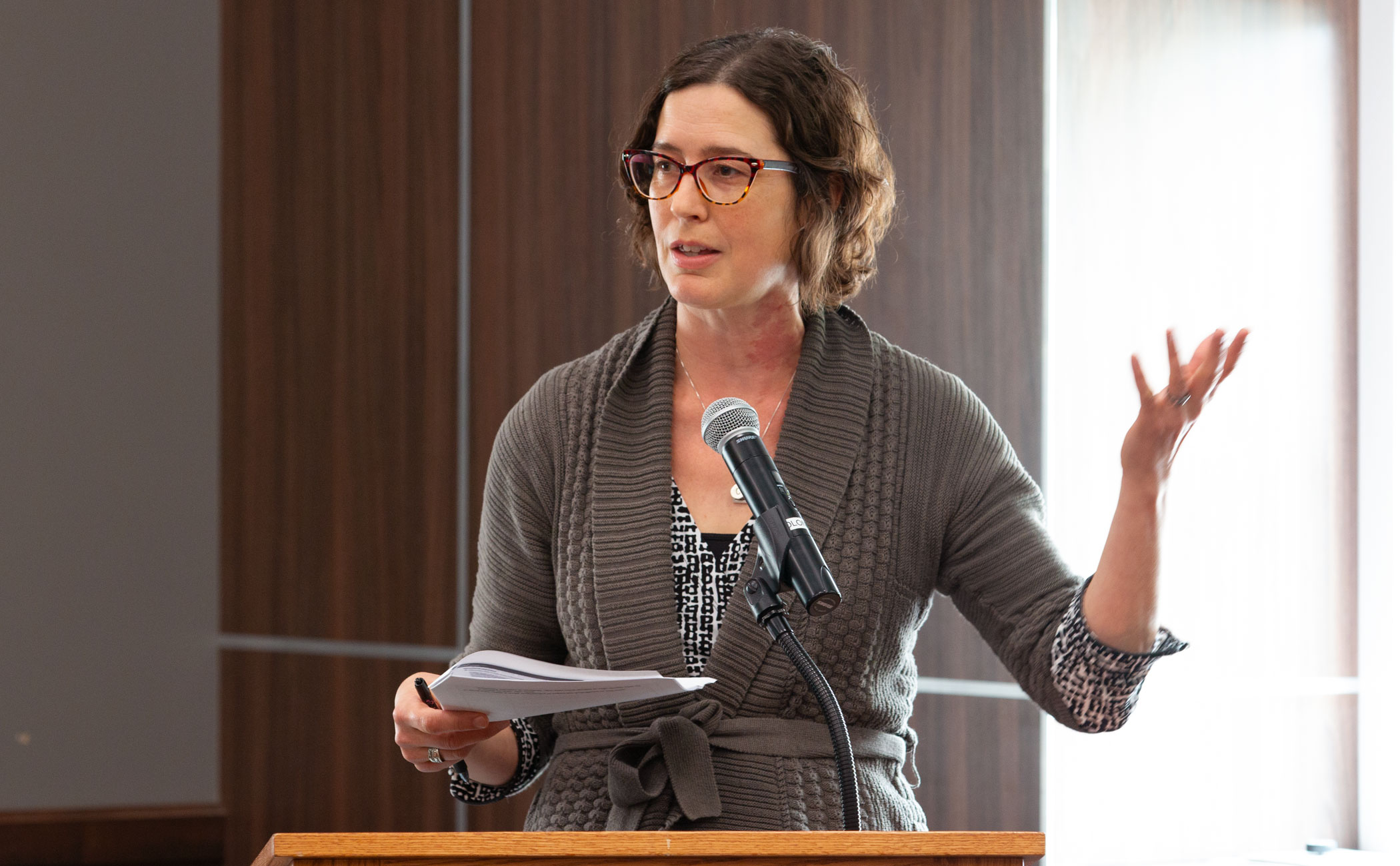 Erica DeFrain, University Libraries assistant professor, answers a question about making research data publicly available during an Oct. 29 NAECR Knowledge event.