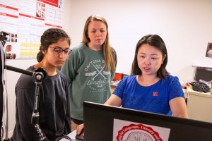 From left, student workers Randa Ismail and Grace Carlson, and YingYing Wang, principal investigator