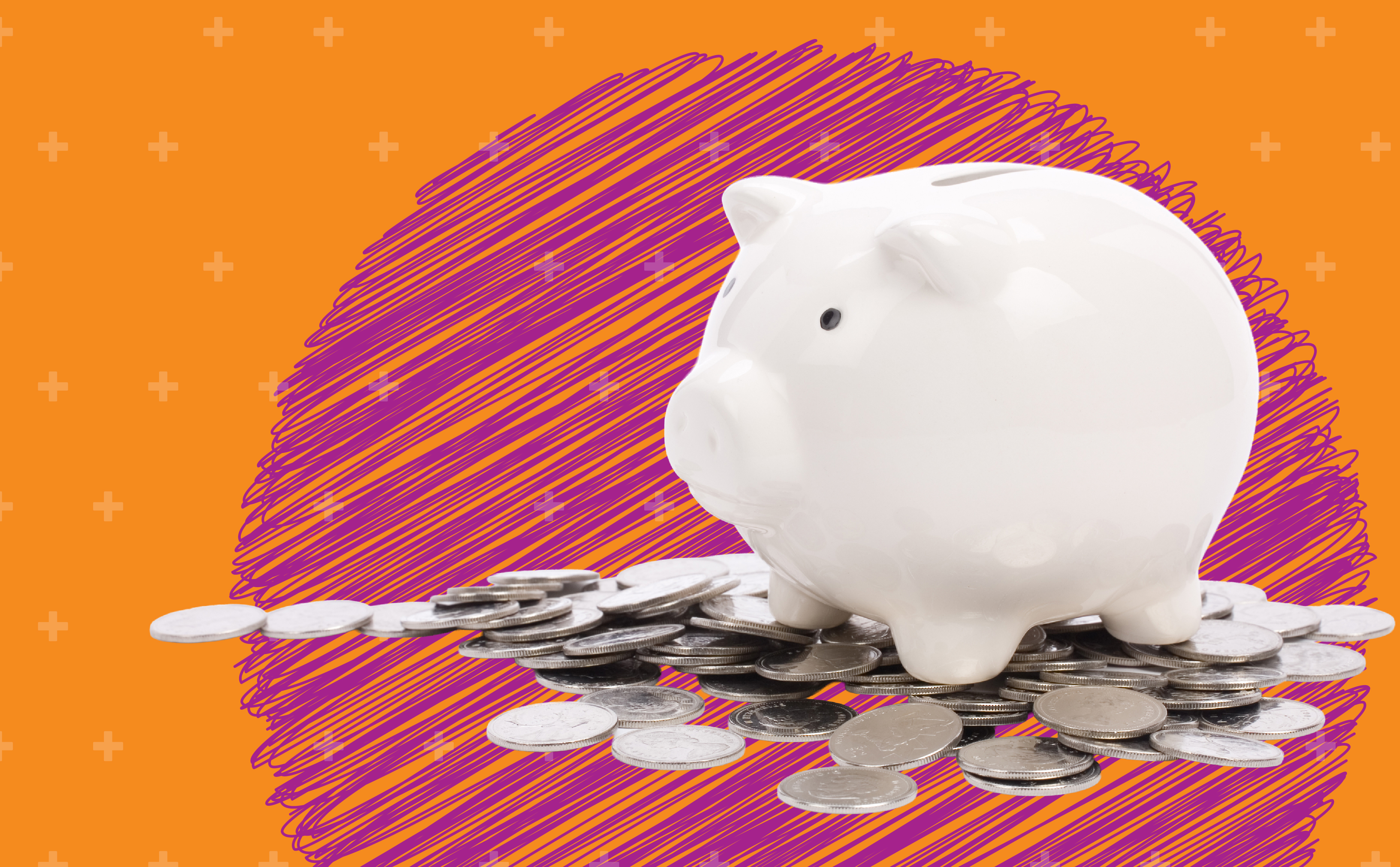 Piggy bank with coins.
